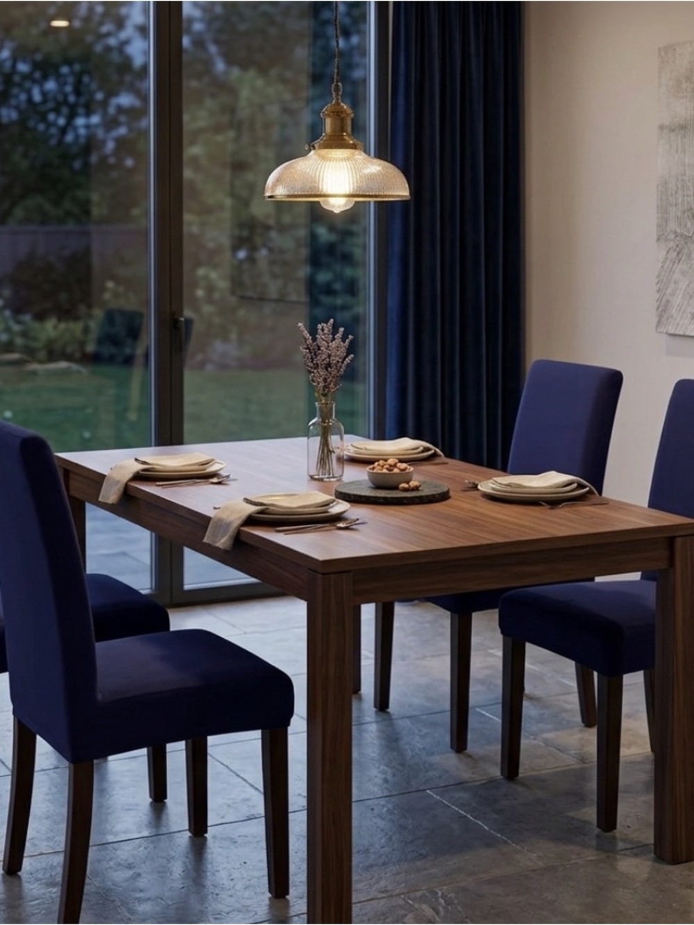 Stretch Dining Chair Slipcovers in Navy Blue - Set of 4